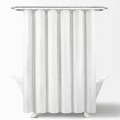 72"x72" Drew Stripe Farmhouse Silver-Infused Antimicrobial Shower Curtain Gray - Lush Décor -Lush Décor GUEST b62dee21 b348 4e55 980f 35ca562827b9