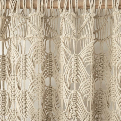 1pc 40"x84" Light Filtering Boho Macrame Tassel Curtain Panel Tan - Lush Décor 4 1pc 40"x84" Light Filtering Boho Macrame Tassel Curtain Panel Tan - Lush Décor - Image 2