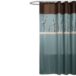 Cocoa Flower Shower Curtain Blue - Lush Décor -Lush Décor GUEST b9a3ab7a 0384 43c1 8114 b6db54507719