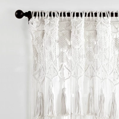 1pc 40"x84" Light Filtering Boho Macrame Tassel Curtain Panel White - Lush Décor 3 1pc 40"x84" Light Filtering Boho Macrame Tassel Curtain Panel White - Lush Décor