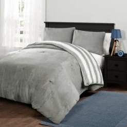 Plush Stripe Comforter Set Gray - Lush Décor -Lush Décor GUEST b9f12992 6725 4937 b221 0298f10a6cec