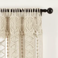 Boho Macrame Textured Cotton Window Curtain Panel - Lush Décor