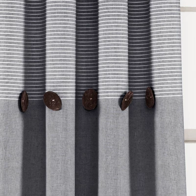 Set Of 2 Farmhouse Button Striped Yarn Dyed Woven Cotton Window Curtain Panels - Lush Décor 4 Set Of 2 Farmhouse Button Striped Yarn Dyed Woven Cotton Window Curtain Panels - Lush Décor - Image 2