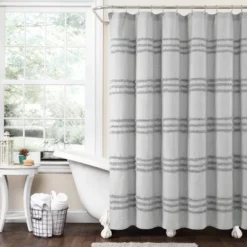 72"x72" Boho Kendra Tufted Yarn Dyed Eco Friendly Recycled Cotton Shower Curtain - Lush Décor -Lush Décor GUEST bd747e1c 1ad8 45ff 8246 fac16a8828a3