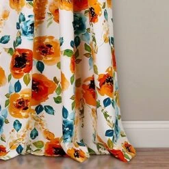 2pk 52"x84" Light Filtering Percy Bloom Curtain Panels Orange/Blue - Lush Décor -Lush Décor GUEST bda7ccfd b4d6 47e0 a507 52db2fa616e4