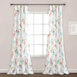 52"x84" Make A Wish Southwest Llama Cactus Window Curtain Panels Set - Lush Décor -Lush Décor GUEST bf261af1 1de5 4ade a85f 986f82e9ced5