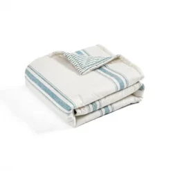 Lush Décor 50"x60" Farmhouse Stripe Throw Blanket Blue -Lush Décor GUEST bf89addc 97a4 4c99 9667 de78d4b6097e