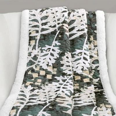 Lush Décor 50"x60" Camoflage Leaves Faux Shearling Throw Blanket Green 3 Lush Décor 50"x60" Camoflage Leaves Faux Shearling Throw Blanket Green