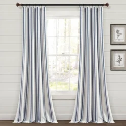 Set Of 2 (84"x42") Farmhouse Striped Yarn Dyed Eco-Friendly Recycled Cotton Window Curtain Panels - Lush Décor -Lush Décor GUEST c0bb1c52 0941 4a9f b51c 169e74673063