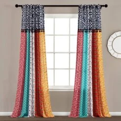 Set Of 2 Boho Patch Light Filtering Window Curtain Panels Orange - Lush Décor -Lush Décor GUEST c0d6afb1 3f50 404b 9eeb 93bb6a3671e1