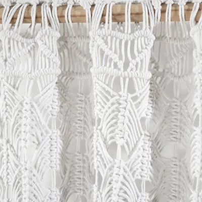 1pc 40"x84" Light Filtering Boho Macrame Tassel Curtain Panel White - Lush Décor 4 1pc 40"x84" Light Filtering Boho Macrame Tassel Curtain Panel White - Lush Décor - Image 2