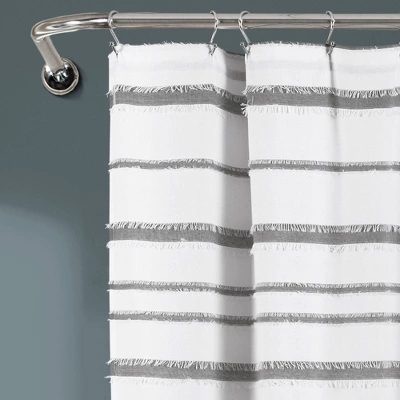 Striped Clip Jacquard Shower Curtain - Lush Décor 4 Striped Clip Jacquard Shower Curtain - Lush Décor - Image 2