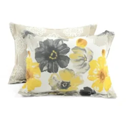 3pc Leah Cotton Duvet Cover Set Yellow/Gray - Lush Décor -Lush Décor GUEST c1e8d166 2668 43bc 9362 c5b4c0d8607c