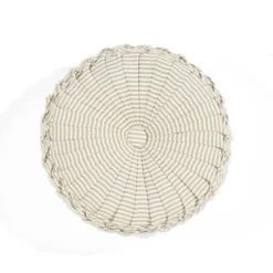 14" Farmhouse Ticking Striped Yarn Dyed Pleated Round Throw Pillow - Lush Décor -Lush Décor GUEST c611c82c e2e7 4c6a 9f43 fb64bcaf537f