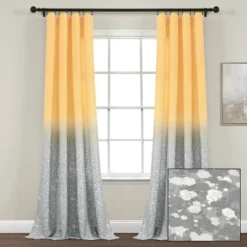 52"x84" Set Of 2 Glitter Ombre Metallic Print Window Curtain Panels - Lush Décor -Lush Décor GUEST c6b9d338 3677 4ad0 a033 a74bd7d61740