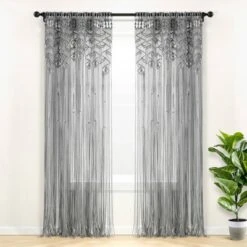 84"x40" Boho Macrame Leaf Cotton Window Curtain Panel - Lush Décor 17 84"x40" Boho Macrame Leaf Cotton Window Curtain Panel - Lush Décor -Lush Décor GUEST c7da5b8e 9313 4e40 a2ae 6a50871e1fb5