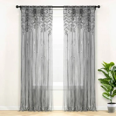 84"x40" Boho Macrame Leaf Cotton Window Curtain Panel - Lush Décor 9 84"x40" Boho Macrame Leaf Cotton Window Curtain Panel - Lush Décor - Image 7