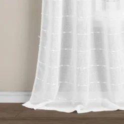 1pc 50"x84" Indoor/Outdoor Sheer Farmhouse Textured Curtain Panel White - Lush Décor 9 1pc 50"x84" Indoor/Outdoor Sheer Farmhouse Textured Curtain Panel White - Lush Décor -Lush Décor GUEST ca309a2b 911a 401b a375 c60d1be701a0