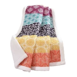 50"x60" Bohemian Striped Faux Shearling Throw Blanket - Lush Décor -Lush Décor GUEST cf2c978c 2b6b 47d5 84cc 7c18899e7c70