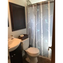 Bird On The Tree Shower Curtain Gray/Blue - Lush Décor -Lush Décor GUEST d1ced115 3115 406f 91ee 201f368bf616