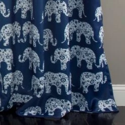 2pk 52"x84" Light Filtering Elephant Parade Curtain Panels Navy - Lush Décor -Lush Décor GUEST d321d721 205e 4f98 b3a8 6b54d0957440