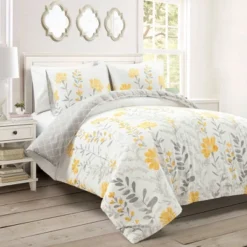 3pc Aprile Cotton Duvet Cover Set Yellow/Gray - Lush Décor -Lush Décor GUEST d7de2054 2832 408c 8ec1 2467a37bdb74