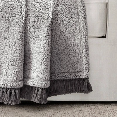 50"x60" Faux Shearling With Tassel And Fringe Throw Blanket - Lush Décor 4 50"x60" Faux Shearling With Tassel And Fringe Throw Blanket - Lush Décor - Image 2