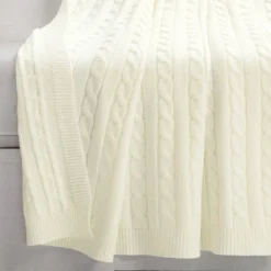 50"x60" Cable Soft Knitted Throw Blanket With Border - Lush Décor -Lush Décor GUEST d9e32aed 568c 4581 9755 a4b2481eb42a