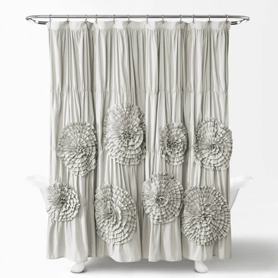 Serena Flower Texture Shower Curtain - Lush Décor 4 Serena Flower Texture Shower Curtain - Lush Décor - Image 2
