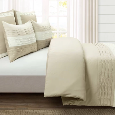 Lush Décor 5pc Mia Pleated Color Block Comforter Bedding Set Light Beige 3 Lush Décor 5pc Mia Pleated Color Block Comforter Bedding Set Light Beige