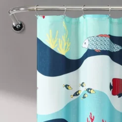 Lush Décor 39 72"x72" Kids' Sea Life Shower Curtain Blue - Lush Décor
