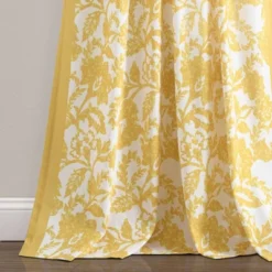 1pc 52"x84" Light Filtering Emma Textured Jacobean Curtain Panel Yellow - Lush Décor -Lush Décor GUEST e19151f2 0f68 4569 913c 5a7466ada81c