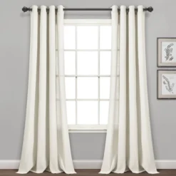 Set Of 2 (84"x52") Faux Linen Grommet Window Curtain Panels - Lush Décor -Lush Décor GUEST e7437fa6 36f8 4119 8162 0f619d604522