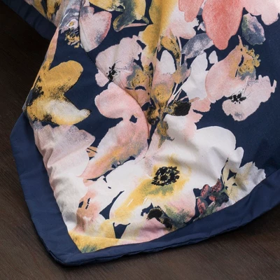 Full/Queen 7pc Floral Watercolor Comforter Set Blue - Lush Décor 5 Full/Queen 7pc Floral Watercolor Comforter Set Blue - Lush Décor - Image 3