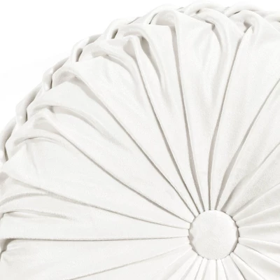 18" Velvet Round Throw Pillow White - Lush Décor 3 18" Velvet Round Throw Pillow White - Lush Décor