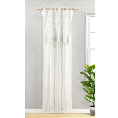 1pc 40"x84" Light Filtering Boho Macrame Tassel Curtain Panel White - Lush Décor 8 1pc 40"x84" Light Filtering Boho Macrame Tassel Curtain Panel White - Lush Décor - Image 6