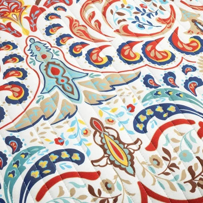 Lush Décor 3pc Boho Chic Reversible Oversized Cotton Quilt Set Seafoam/Red 4 Lush Décor 3pc Boho Chic Reversible Oversized Cotton Quilt Set Seafoam/Red - Image 2