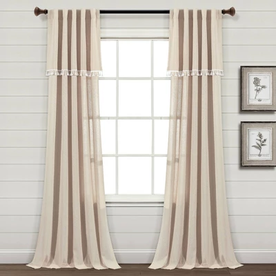 Set Of 2 (84"x52") Ivy Tassel Faux Linen Light Filtering Window Curtain Panels - Lush Décor 7 Set Of 2 (84"x52") Ivy Tassel Faux Linen Light Filtering Window Curtain Panels - Lush Décor - Image 5