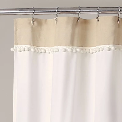 Adelyn Pom Pom Shower Curtain Neutral - Lush Décor 3 Adelyn Pom Pom Shower Curtain Neutral - Lush Décor