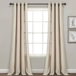 Set Of 2 (84"x52") Faux Linen Grommet Window Curtain Panels - Lush Décor -Lush Décor GUEST eefb0cc5 5207 4937 96be d083e96da26f