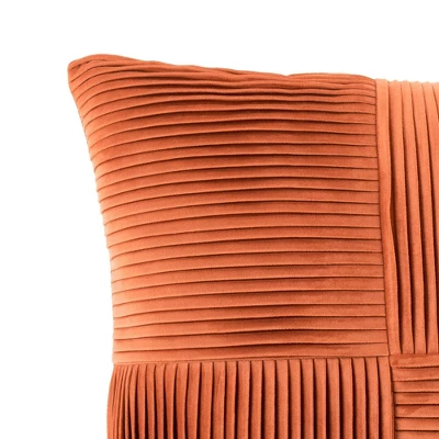 20"x20" Oversize Sheldon Pleat Solid Square Throw Pillow Orange - Lush Décor 4 20"x20" Oversize Sheldon Pleat Solid Square Throw Pillow Orange - Lush Décor - Image 2