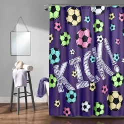 72"x72" Girls Soccer Kick Single Shower Curtain - Lush Décor -Lush Décor GUEST f5339d1b 5ab9 4a53 aae8 cb9ad229c856