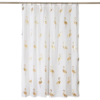 Flamingo Shower Curtain Gold - Lush Décor 6 Flamingo Shower Curtain Gold - Lush Décor - Image 4