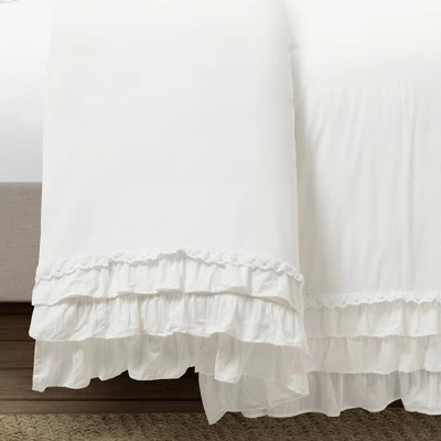 Lush Decor 3pc Ella Ruffle Comforter Bedding Set White 6 Lush Decor 3pc Ella Ruffle Comforter Bedding Set White - Image 4