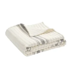 50"x60" Farmhouse Striped Kantha Pick Stitched Yarn Dyed Cotton Woven Throw Blanket - Lush Décor -Lush Décor GUEST f9773588 5c3f 4388 96d0 9fe285a7dd41