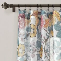 2pk 52"x84" Sheer Sydney Curtain Panels Blue/Yellow - Lush Décor