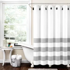 72"x72" Boho Tassel Striped Yarn Dyed Eco Friendly Recycled Cotton Shower Curtain - Lush Décor -Lush Décor GUEST fb725055 85cd 4954 bc45 05ccb7c5ea65