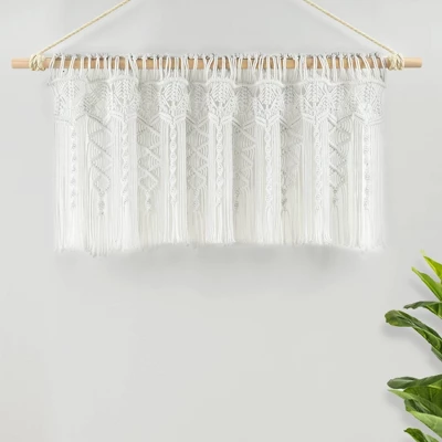 50"x20" Boho Macrame Textured Cotton Window Valance White - Lush Décor 3 50"x20" Boho Macrame Textured Cotton Window Valance White - Lush Décor